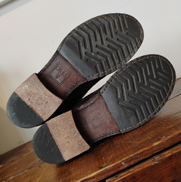 FRYE Veronica Combat Boots Antique Black/Brown Distressed Brush Off Leather Sz 8 - Picture 5 of 16